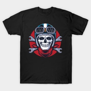 skull biker with wrench T-Shirt